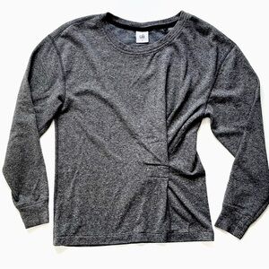 CAbi Ruched Detail Sweatshirt Top Heathered Gray Size S